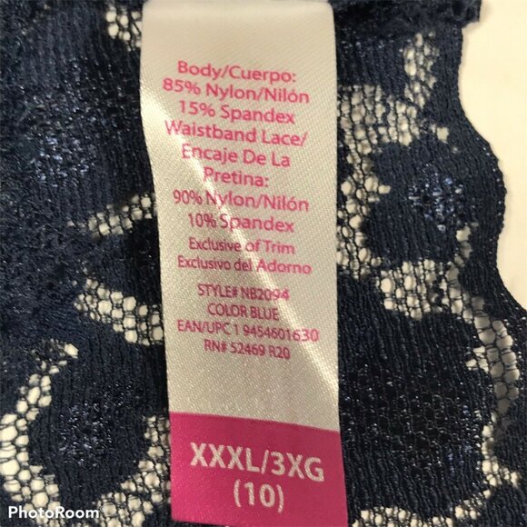 No Boundaries Womens Size XXXL 10 Thong Panty Lace Blue New With Tags - Picture 5 of 9